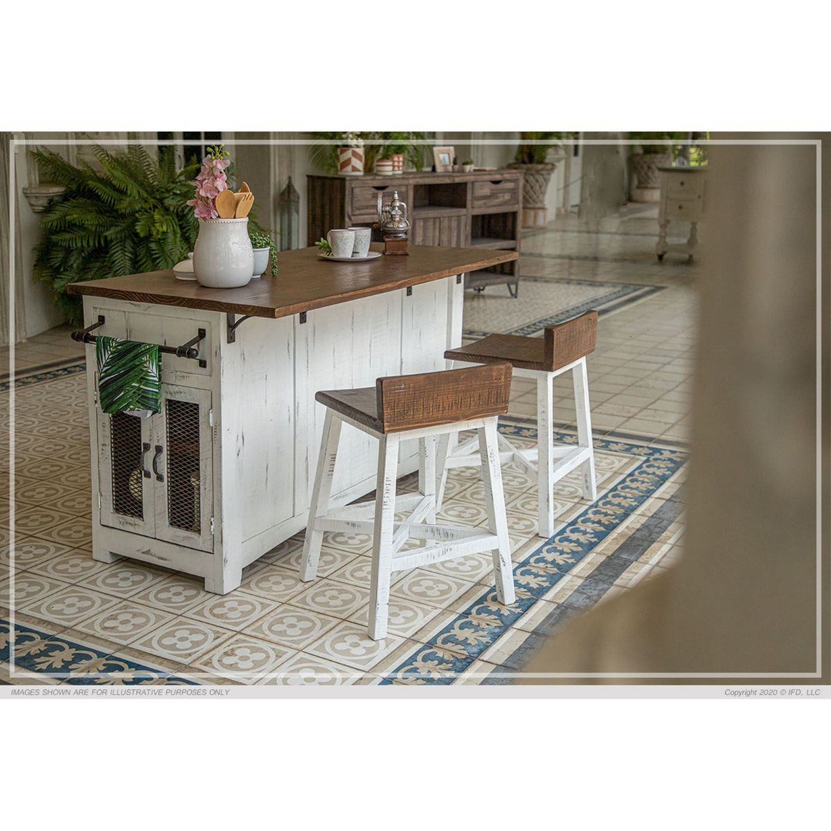 Picture of Pueblo Kitchen Island & 2 Stools