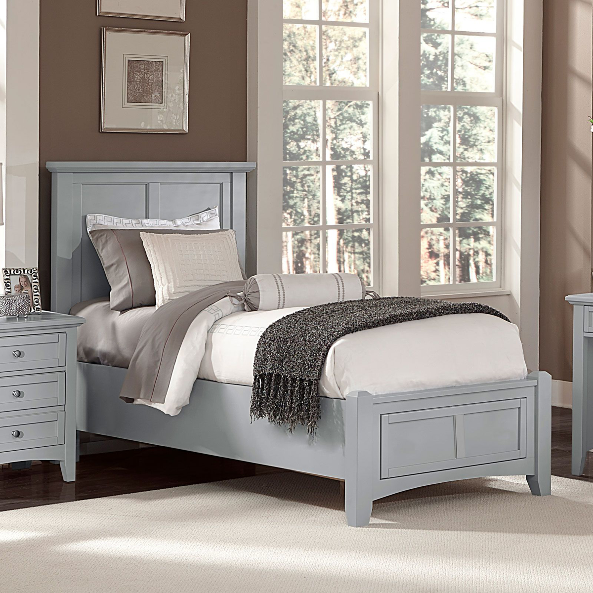 Picture of Gray Finish Twin Size Bed