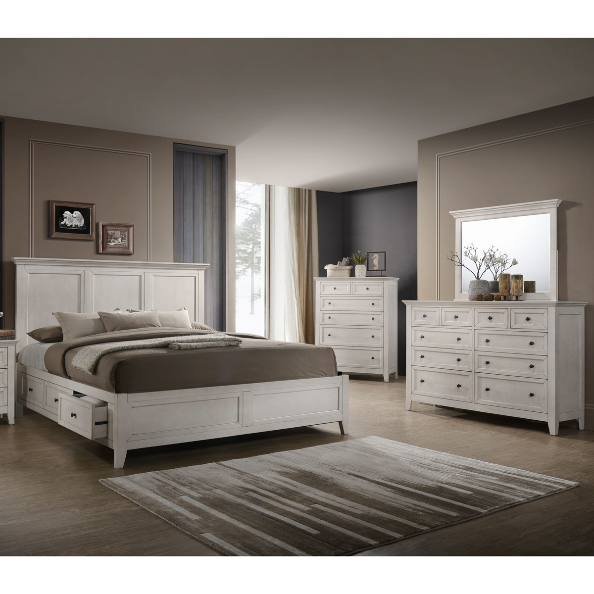 Picture of San Mateo Rustic White 3-Piece Bedroom