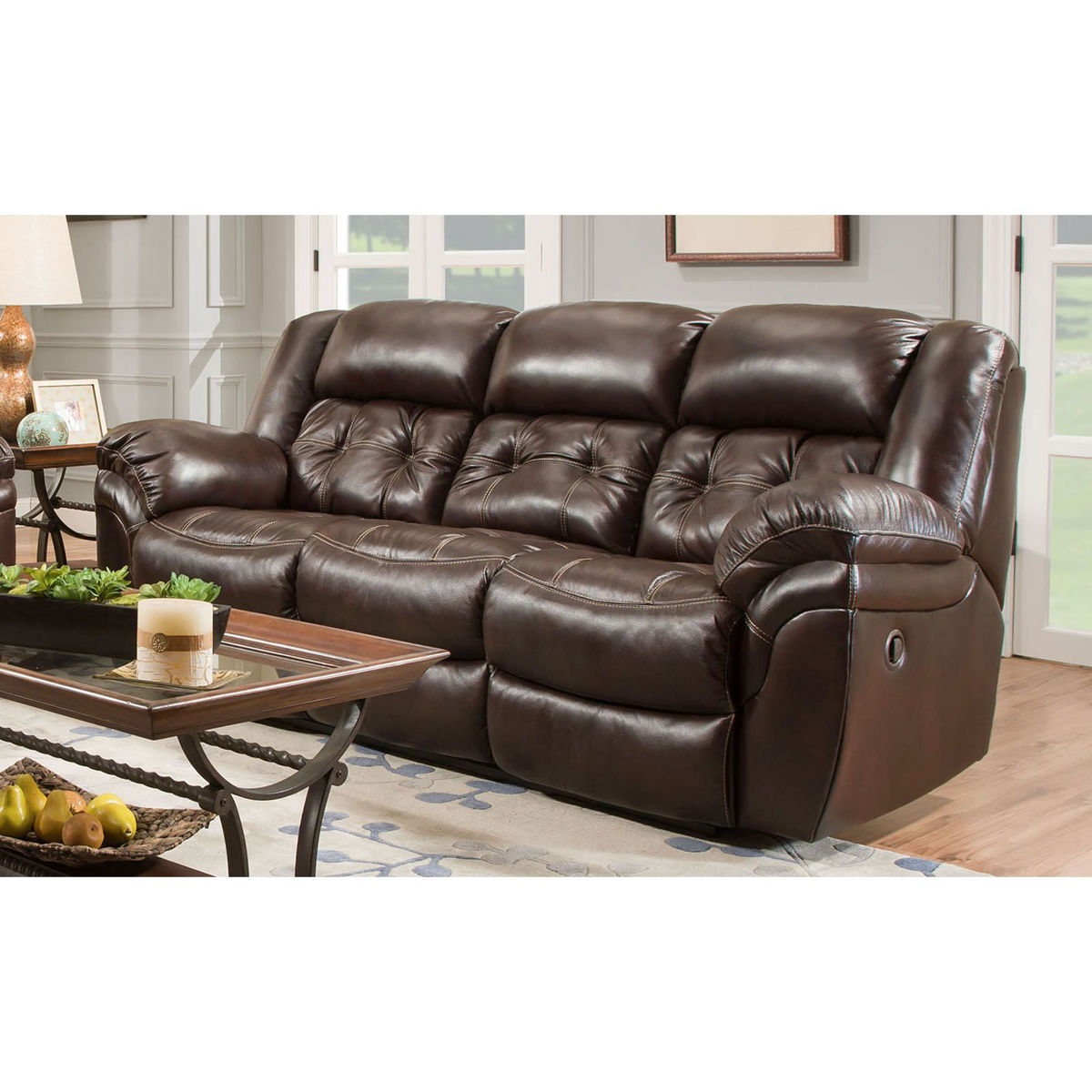 Picture of Whiskey Leather Power Recliner Sofa