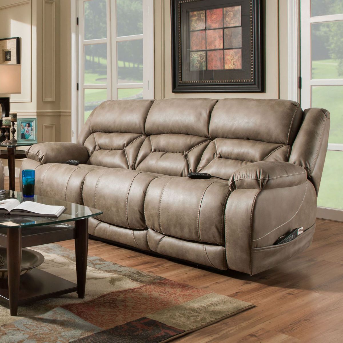 Picture of Mushroom Power Recliner Sofa