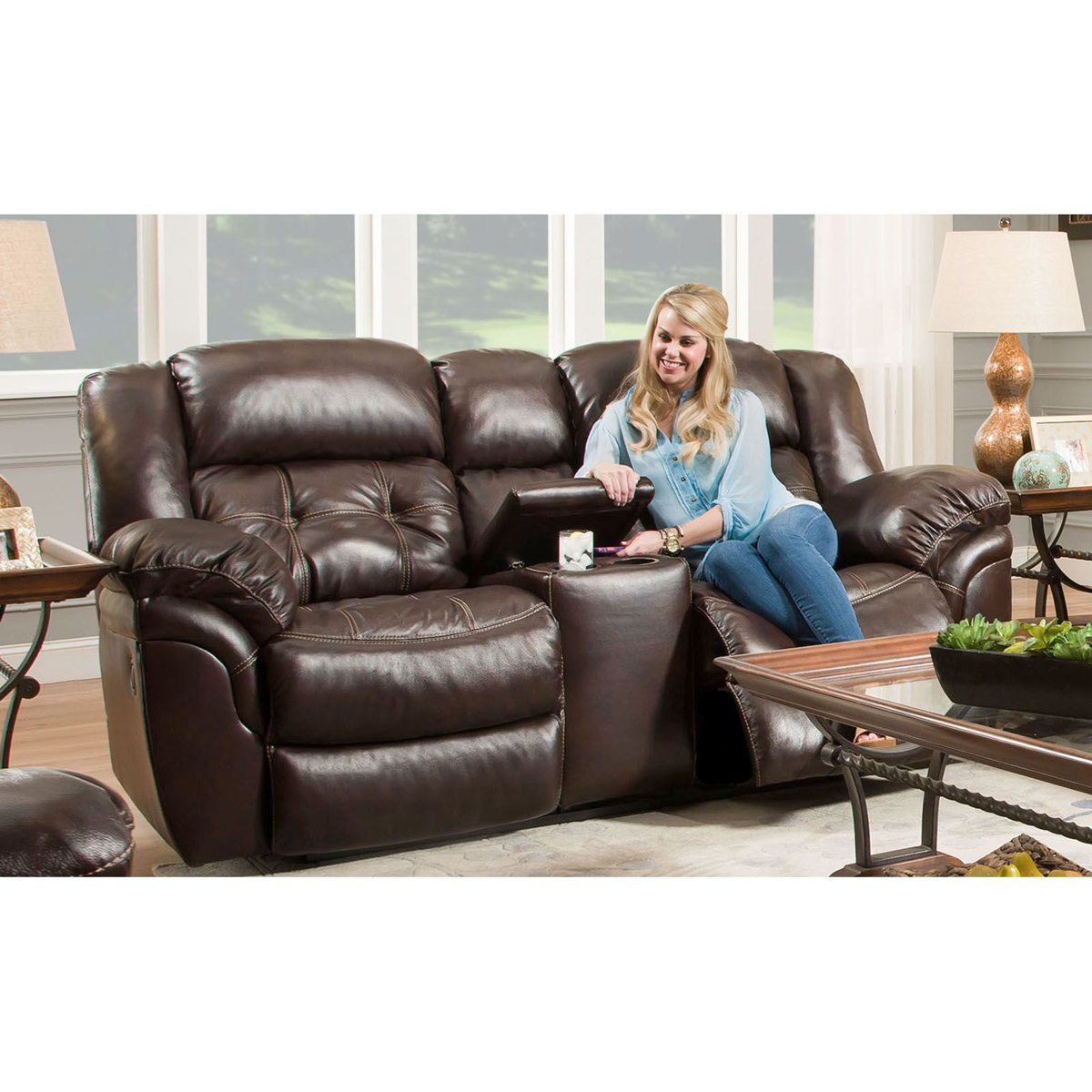 Picture of Whiskey Leather Recliner Loveseat