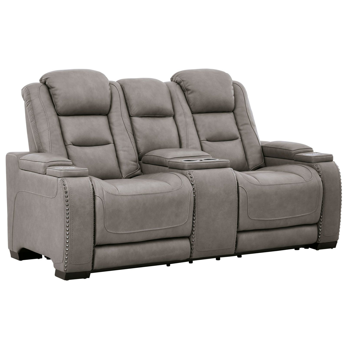 Picture of Gray Power Recliner Console Loveseat