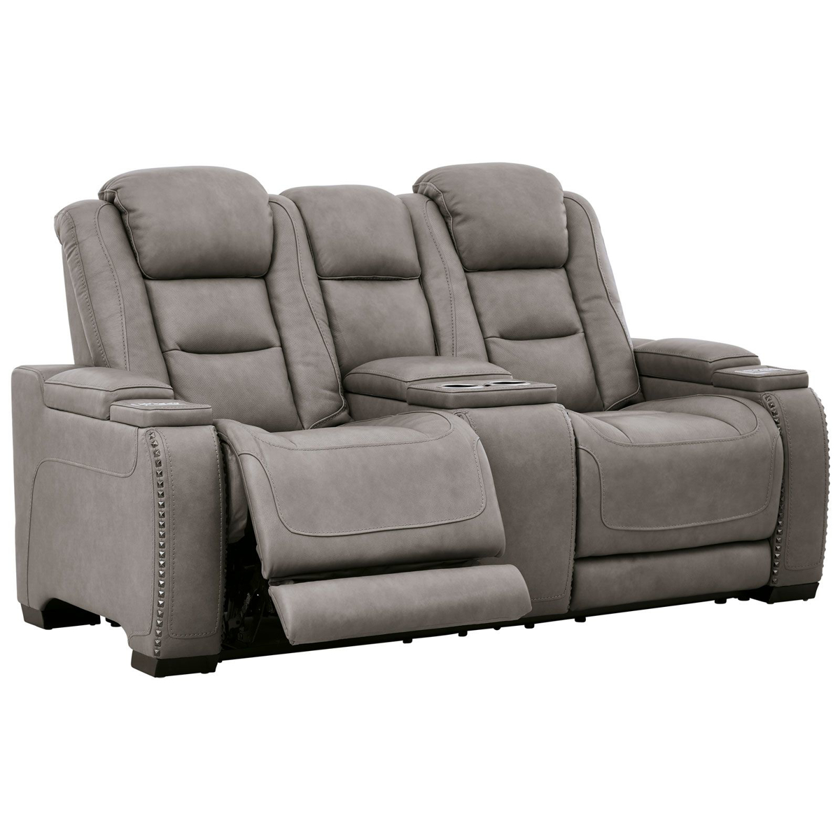 Picture of Gray Power Recliner Console Loveseat