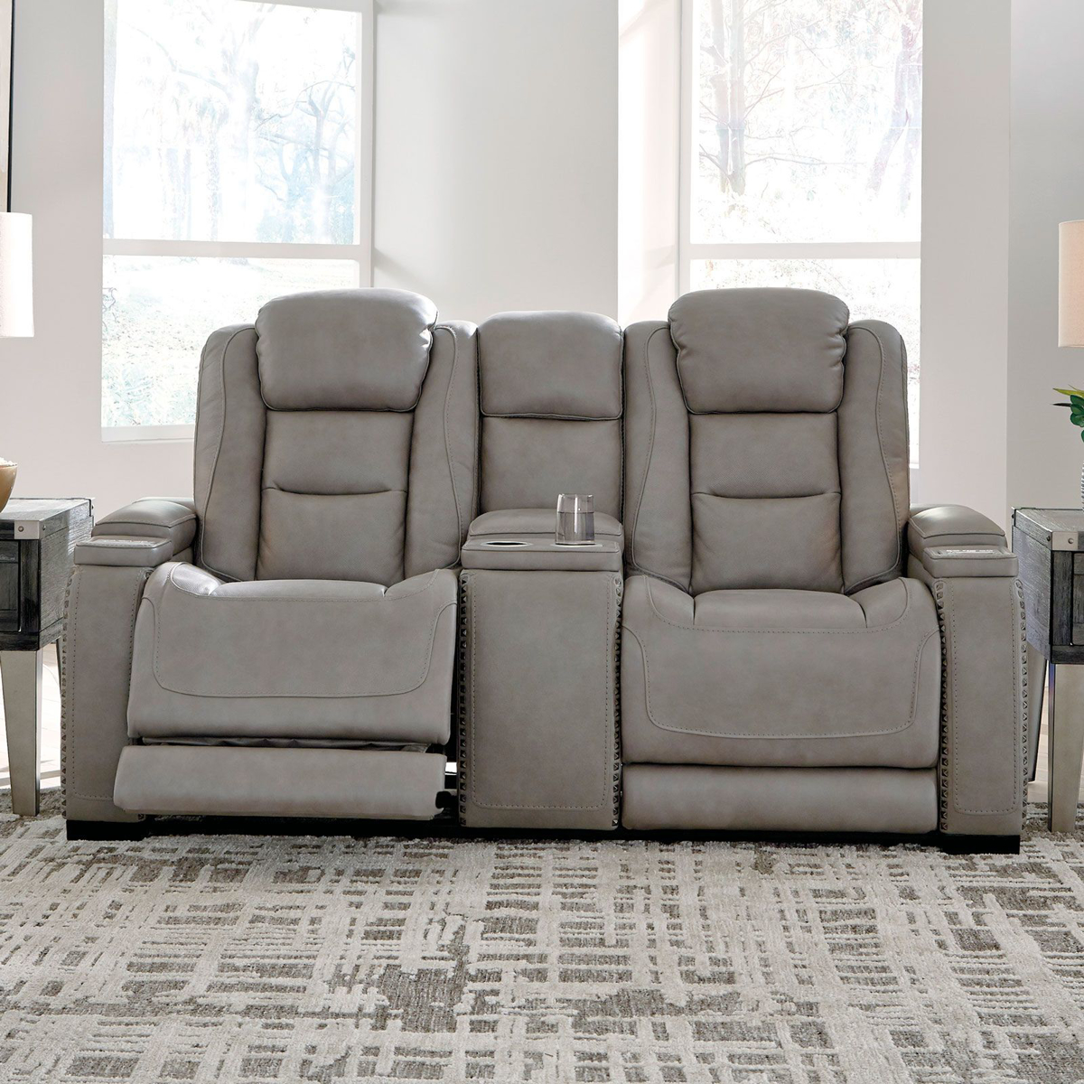 Picture of Gray Power Recliner Console Loveseat