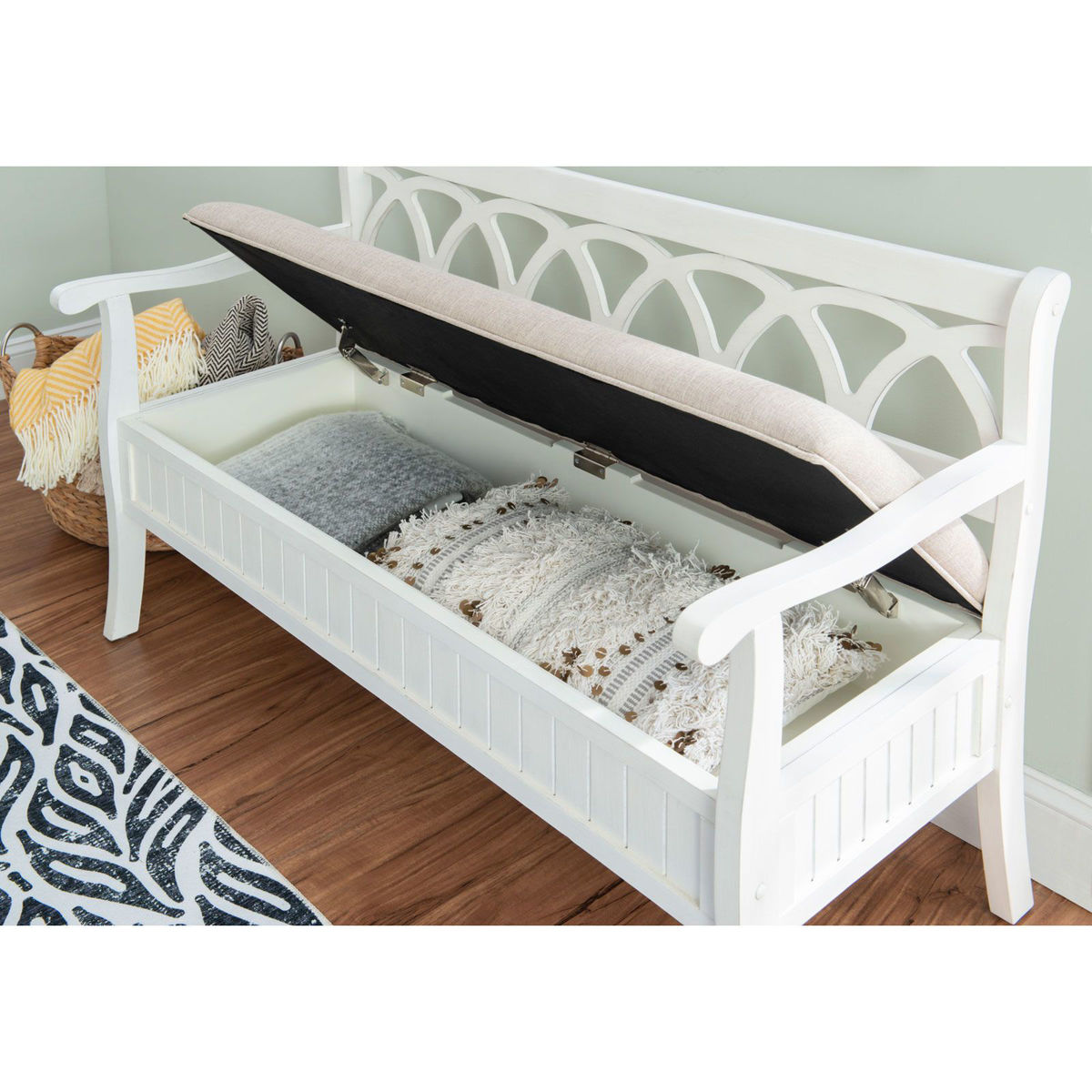 Picture of White Storage Bench