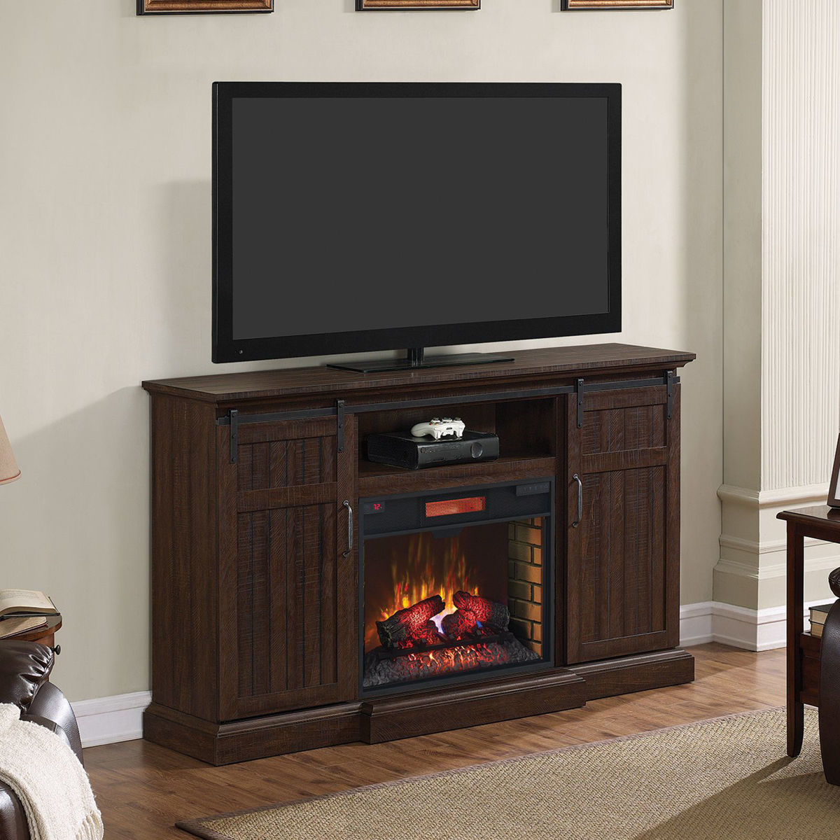 Picture of Manning Espresso TV Stand & Fireplace Insert
