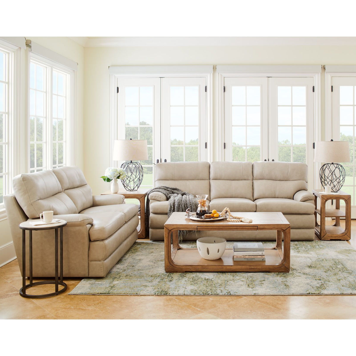 Picture of Miles Pebble Leather Loveseat