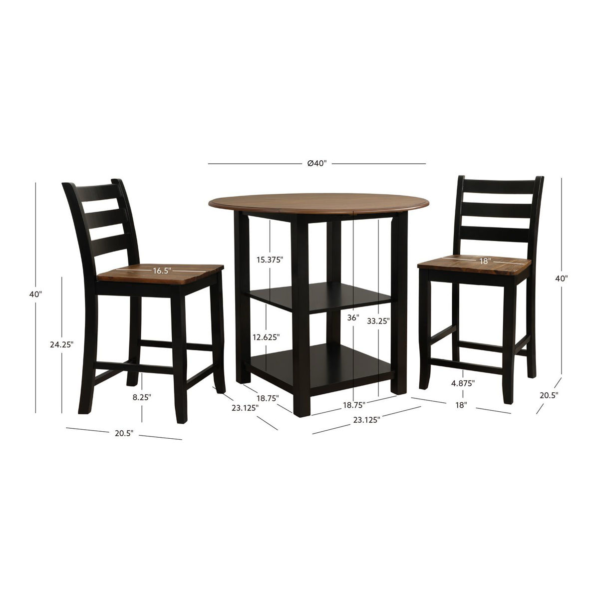 Picture of Vail Black 3-Piece Dining Set