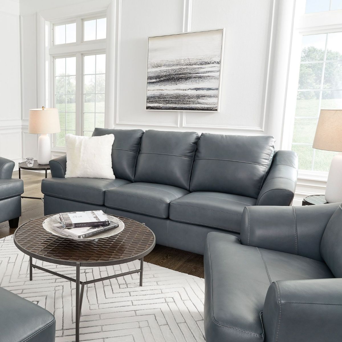 Picture of Genoa Steel Leather Sofa