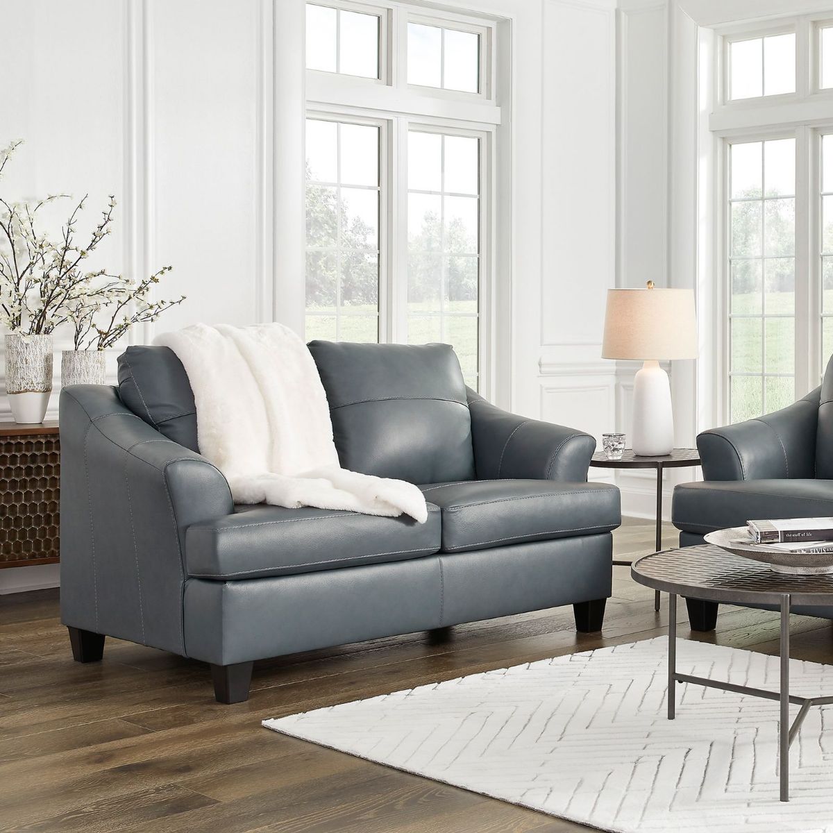 Picture of Genoa Steel Leather Loveseat