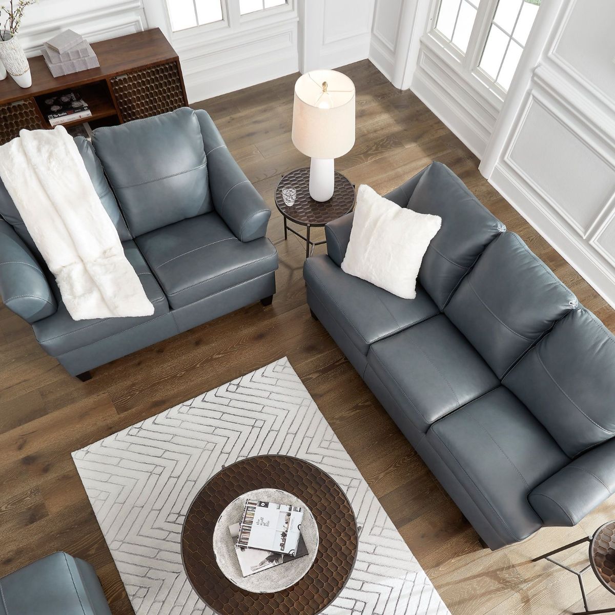 Picture of Genoa Steel Leather Loveseat