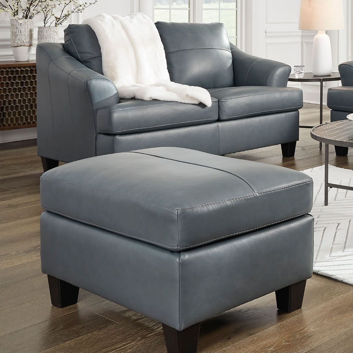 Picture of Genoa Steel Leather Ottoman