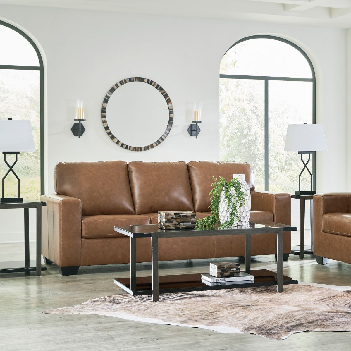 Picture of Bolsena Camel Leather Queen Sleeper Sofa