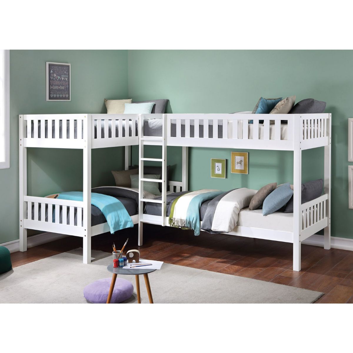 Picture of Galen White Corner Bunkbed Set