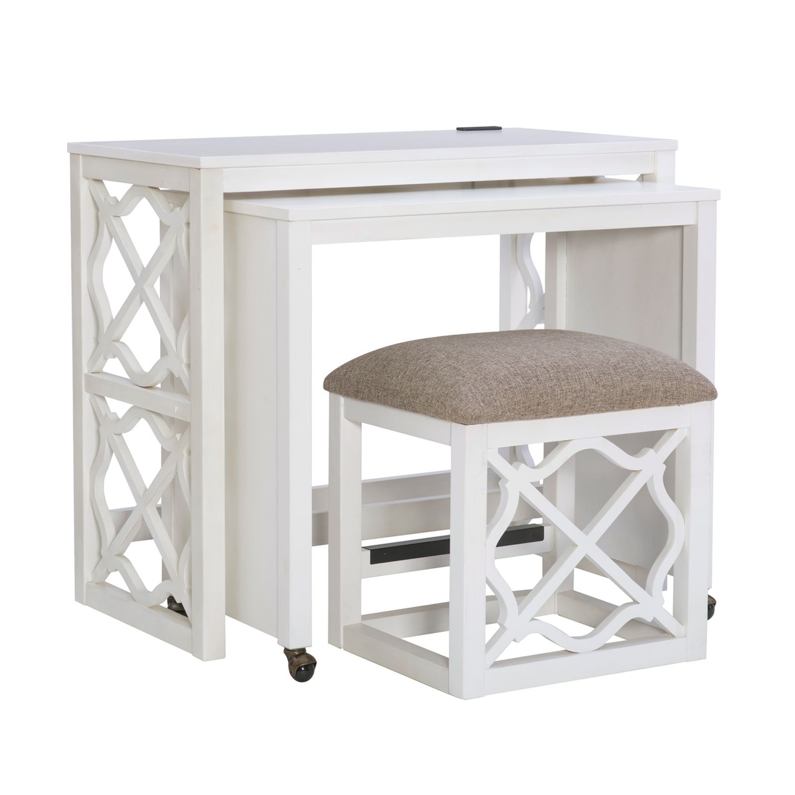 White desk 2025 with stool