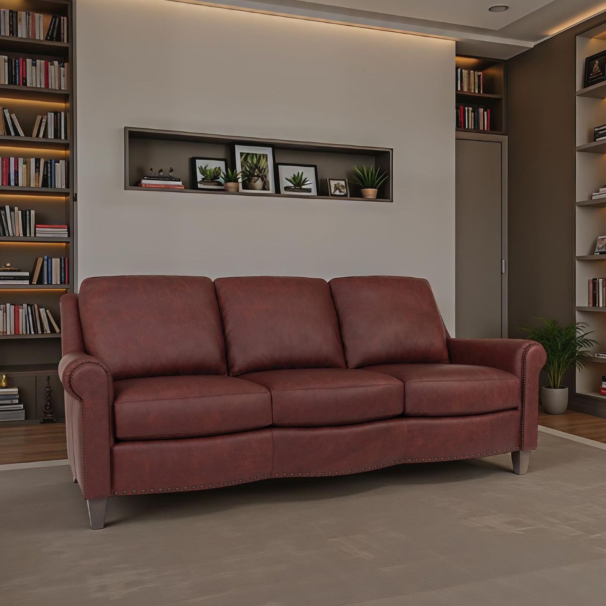 Picture of Burgundy Leather Sofa #268