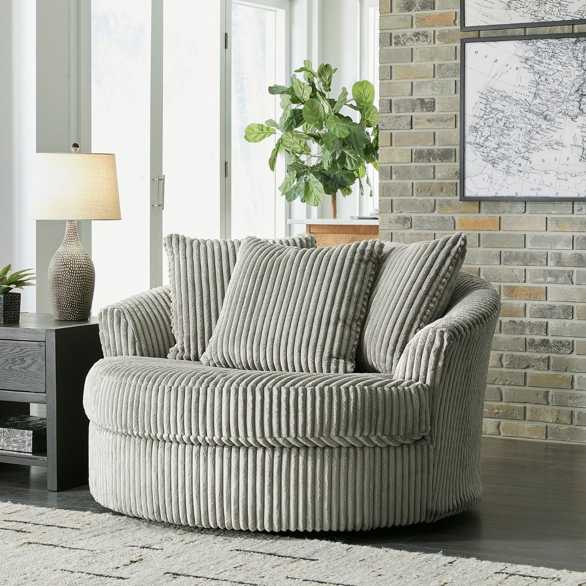 Picture of Lindyn Fog Oversized Swivel Chair