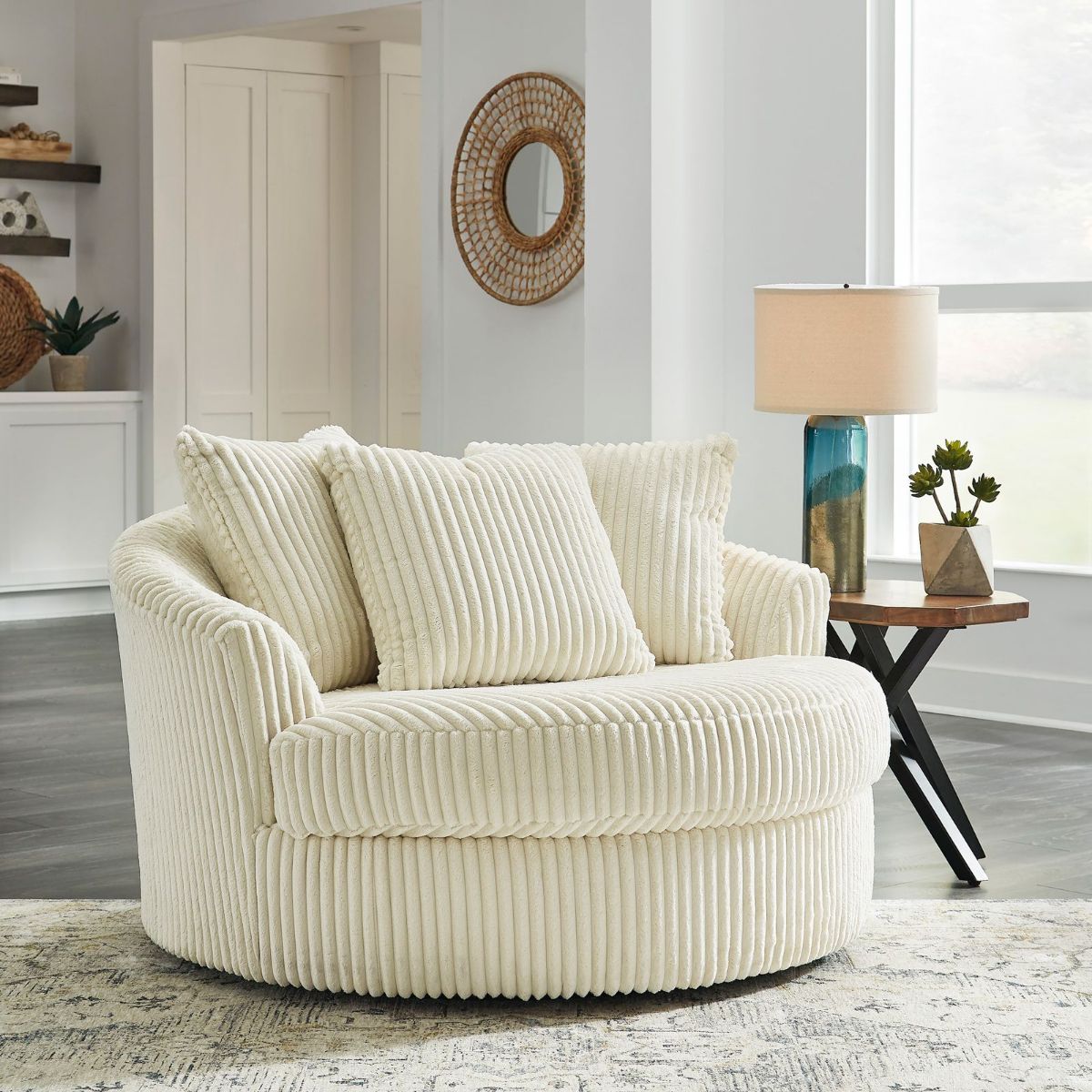 Picture of Lindyn Ivory Oversized Swivel Chair