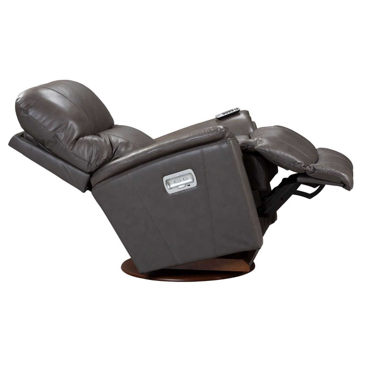 Picture of Trouper Gray Leather Swivel Power Rocker Recliner