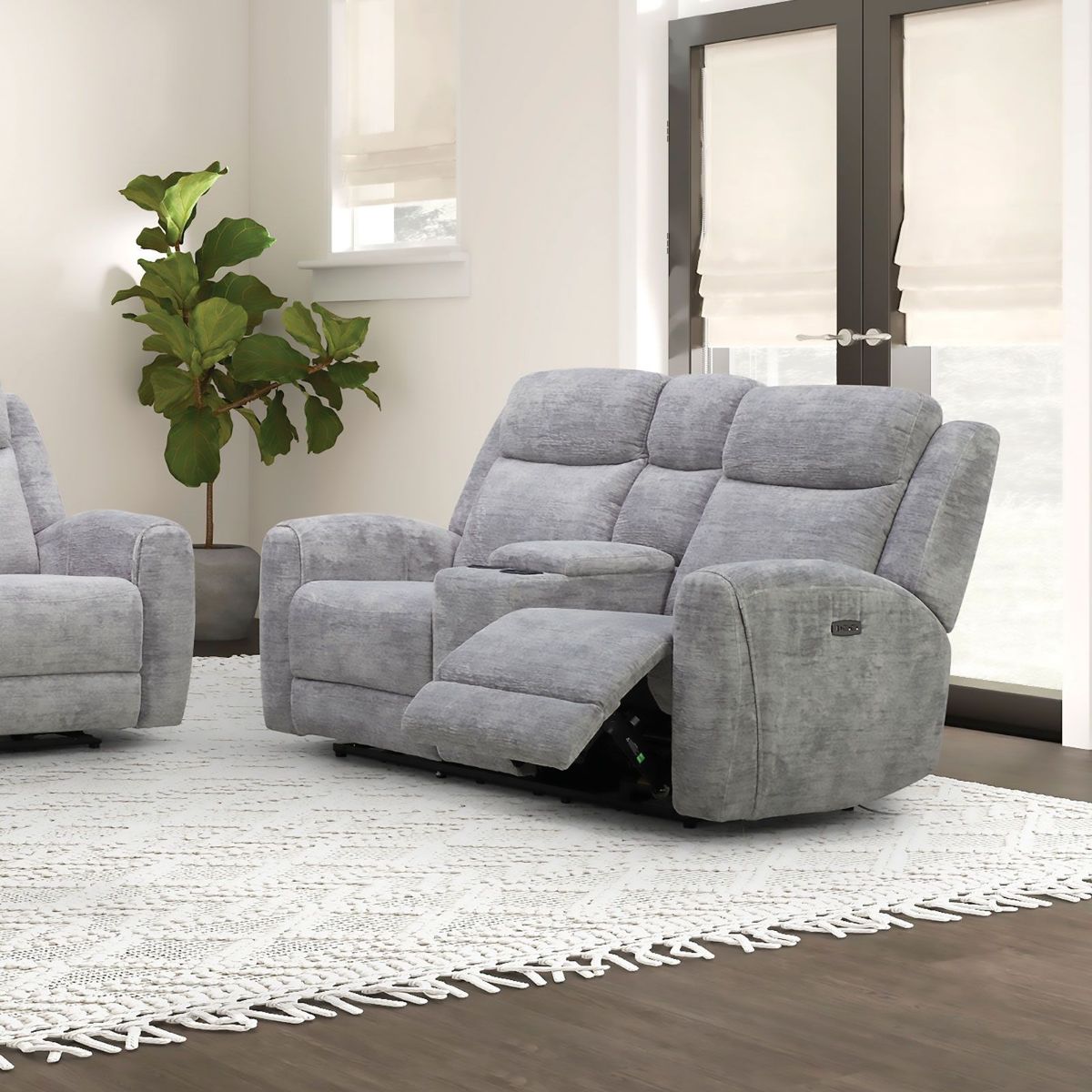 Picture of Everest Grey Power Console Loveseat