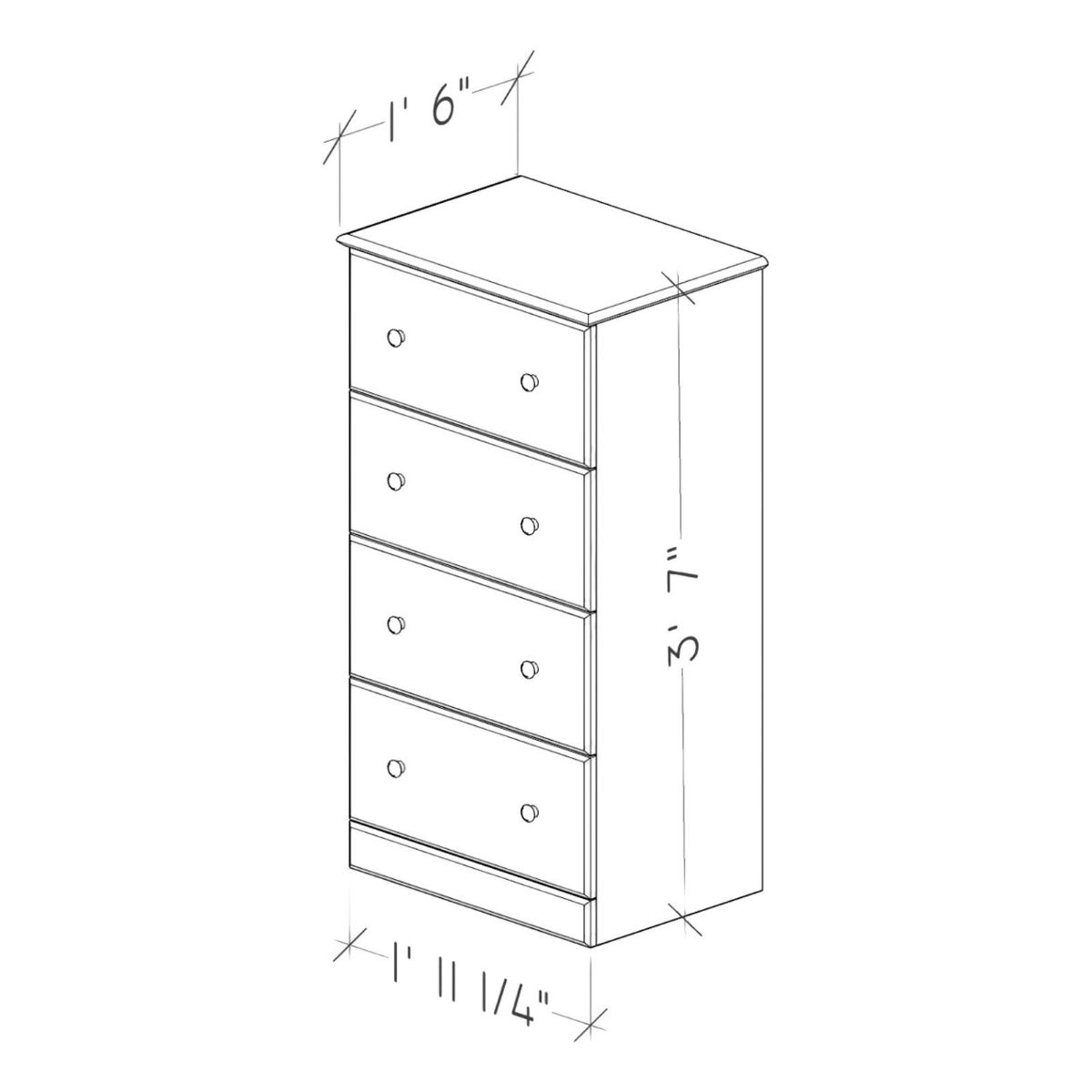 Picture of Essential White 4-Drawer Chest
