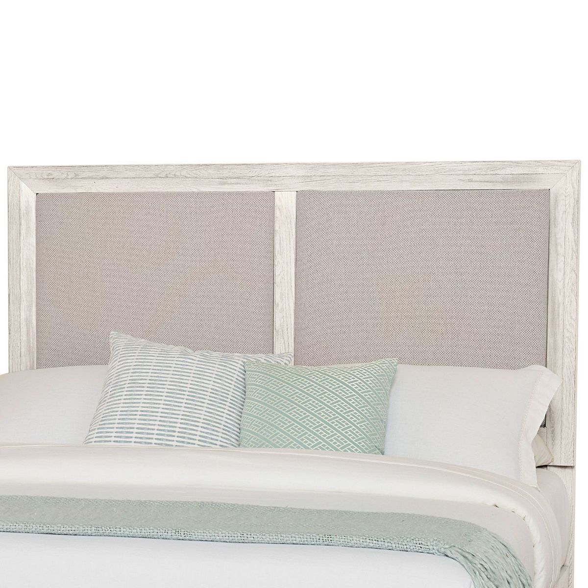 Picture of Weathered White Upholstered Queen Headboard