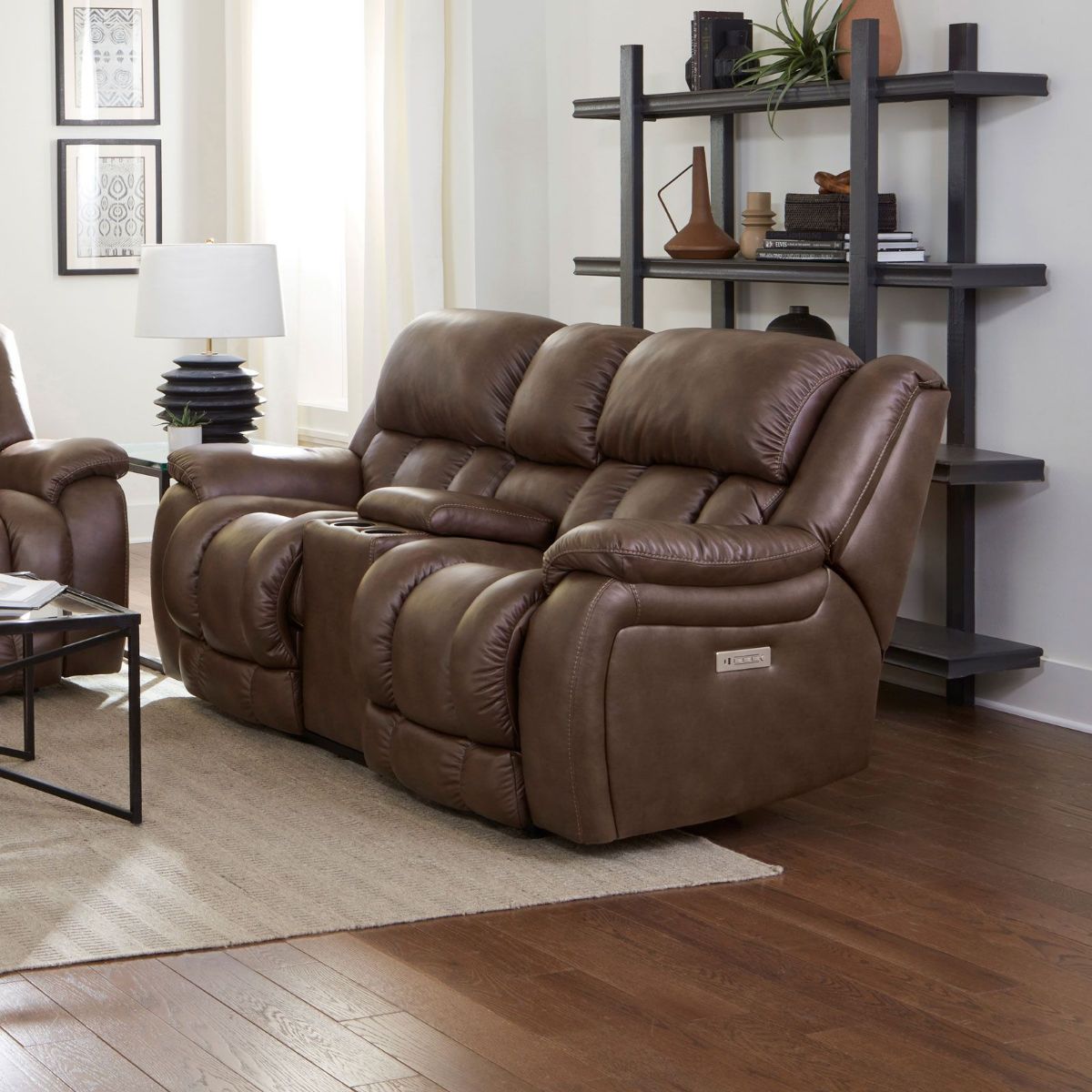 Picture of Drifter Mocha Power Recliner Console Loveseat