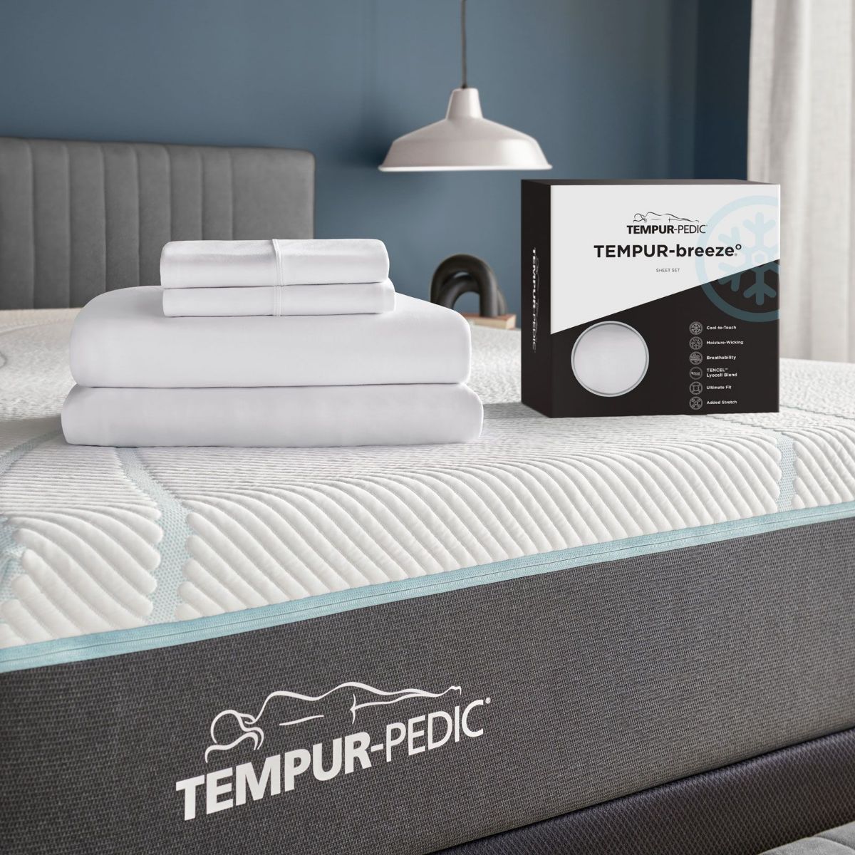 Picture of King Split TEMPUR-breeze White Sheet Set