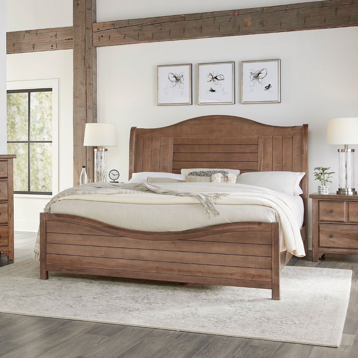 Picture of Cool Farmhouse Natural King Sleigh Bed