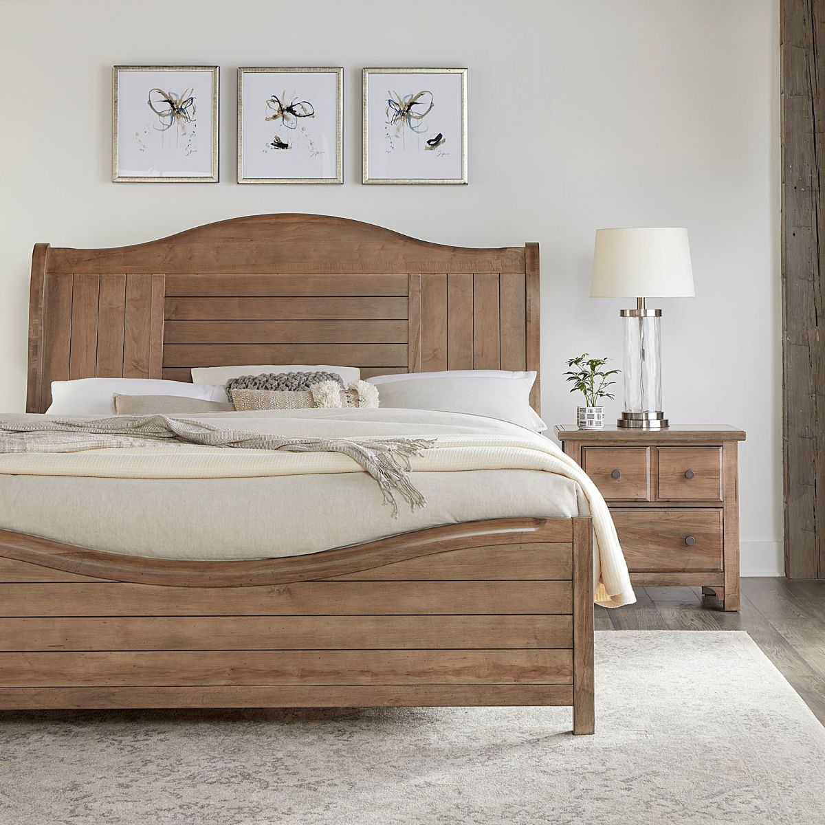 Picture of Cool Farmhouse Natural King Sleigh Bed