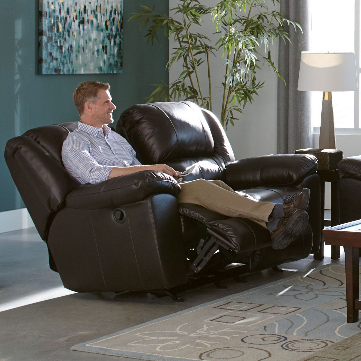 Picture of Transformer Chocolate Leather Rocking Recliner Loveseat