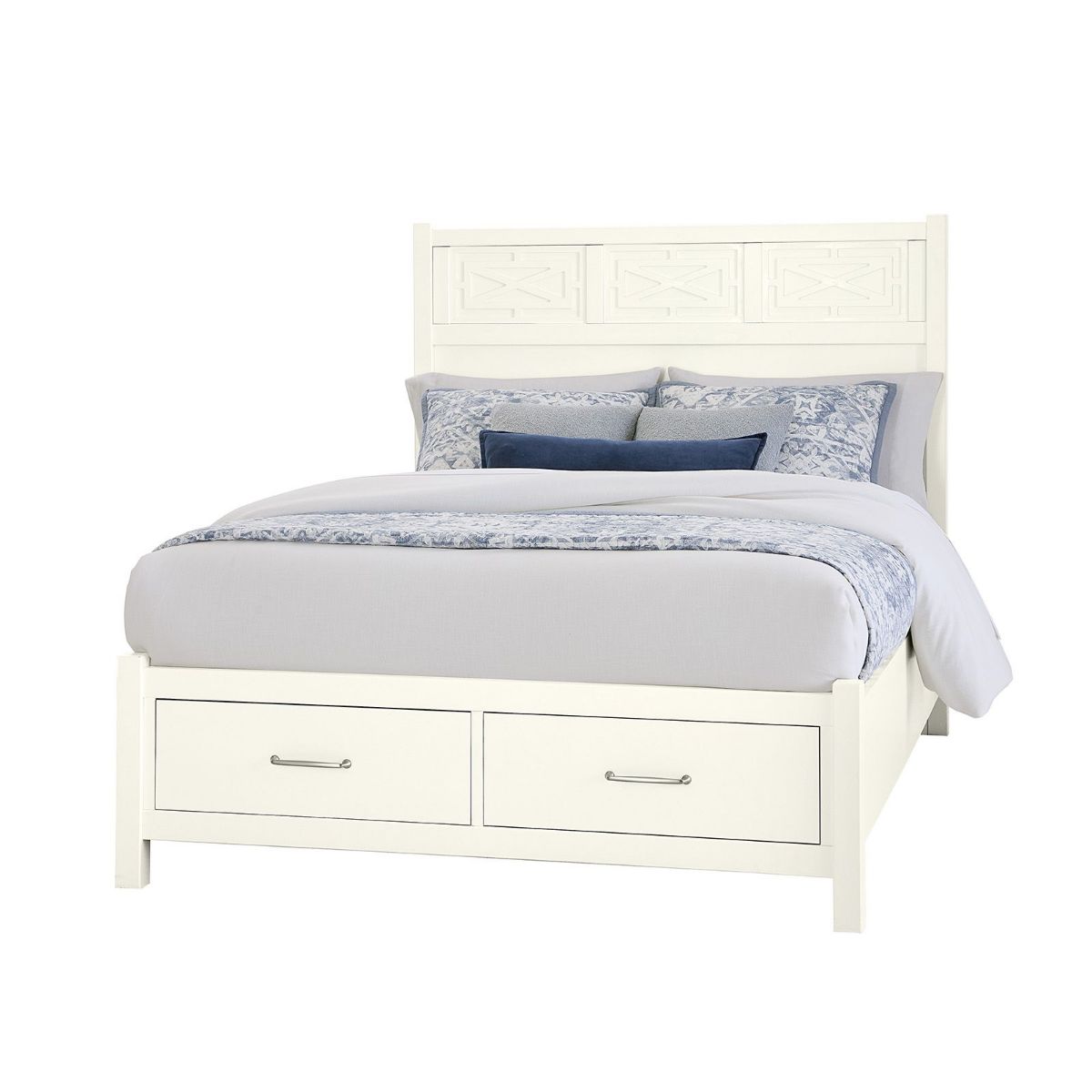 Picture of Tide & Timber White Fretwork Queen Storage Bed