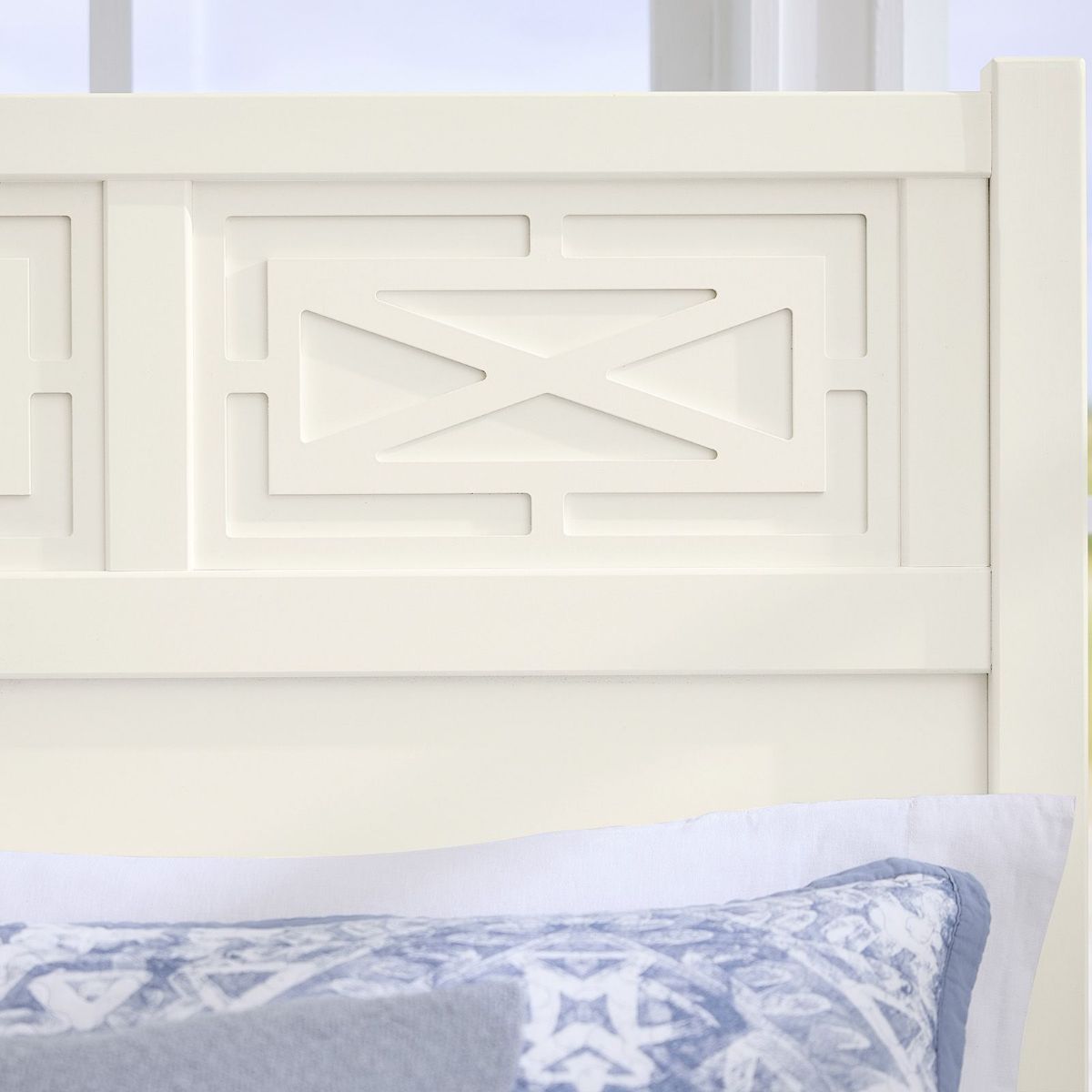 Picture of Tide & Timber White Fretwork Queen Storage Bed