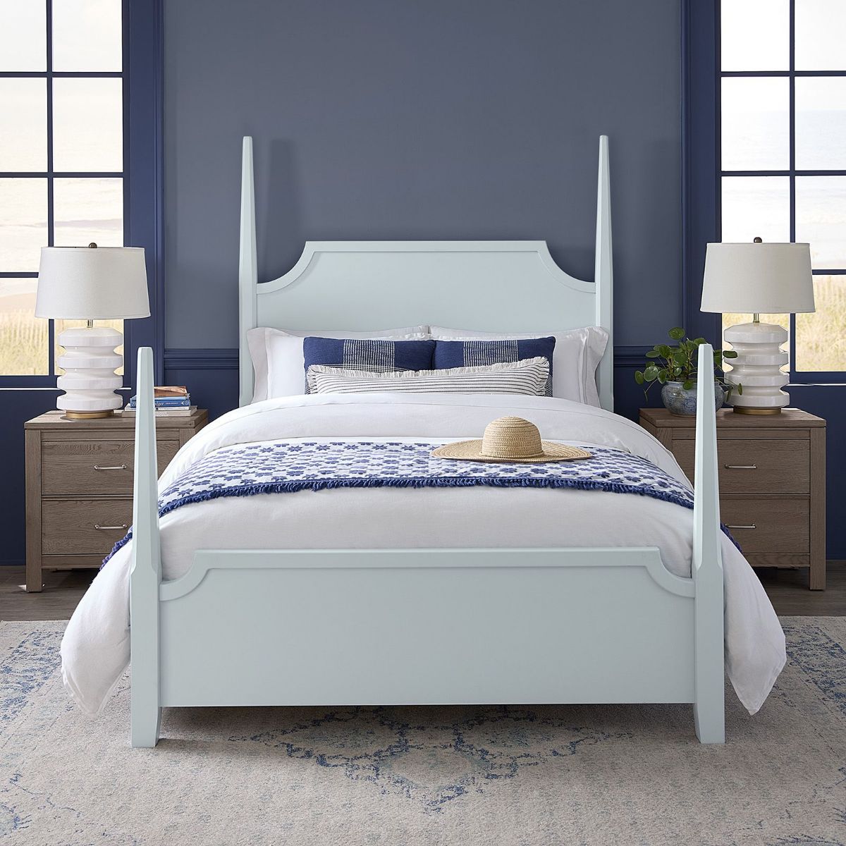 Picture of Tide & Timber Blue Queen Pencil Poster Bed