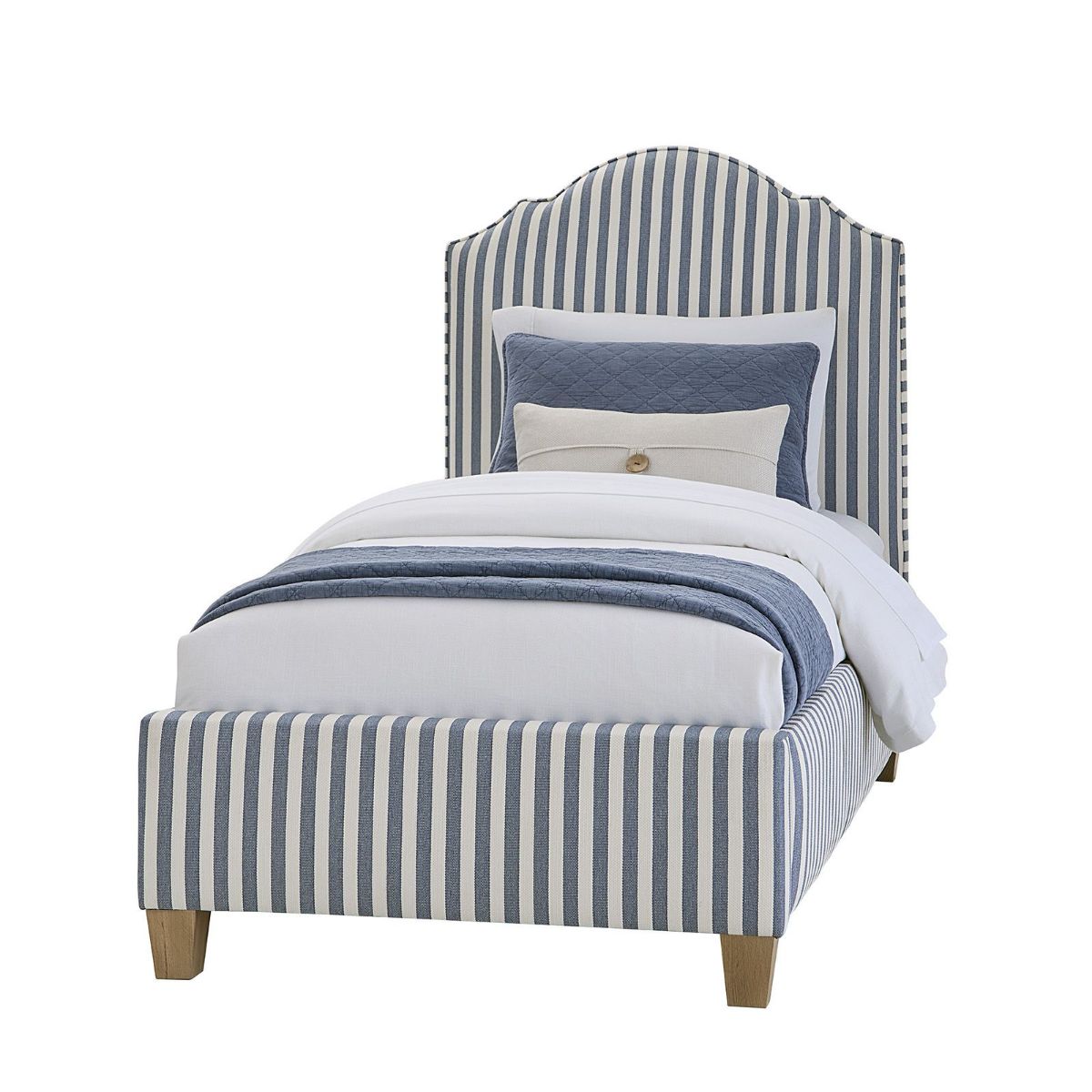 Picture of Tide & Timber Blue Stripe Upholstered Twin Bed