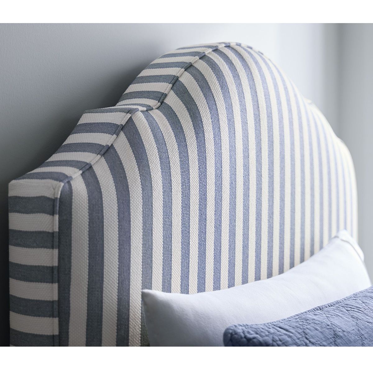 Picture of Tide & Timber Blue Stripe Upholstered Twin Bed