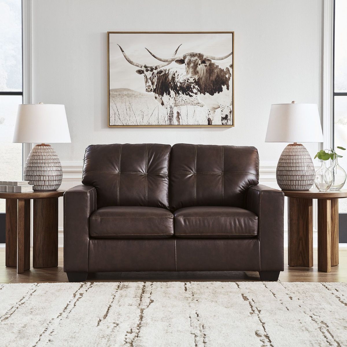Picture of Santorine Brown Leather Loveseat