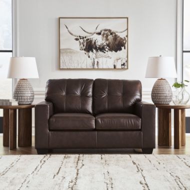 Santorine Brown Leather Loveseat