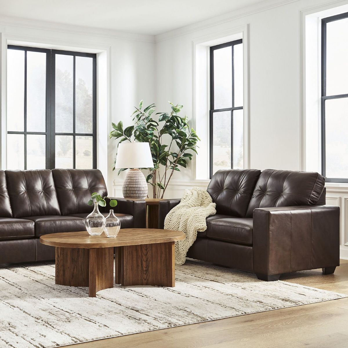 Picture of Santorine Brown Leather Loveseat