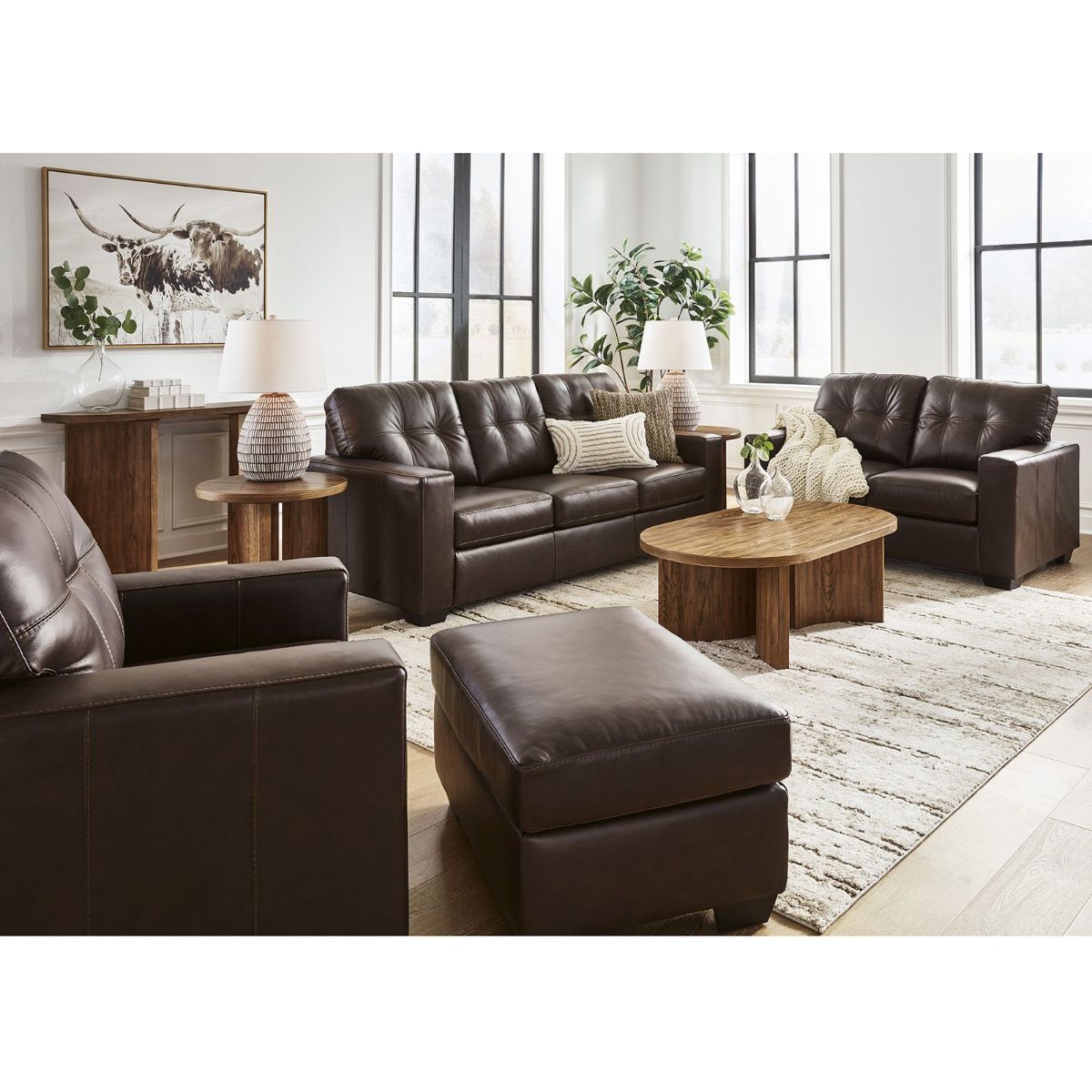 Picture of Santorine Brown Leather Ottoman