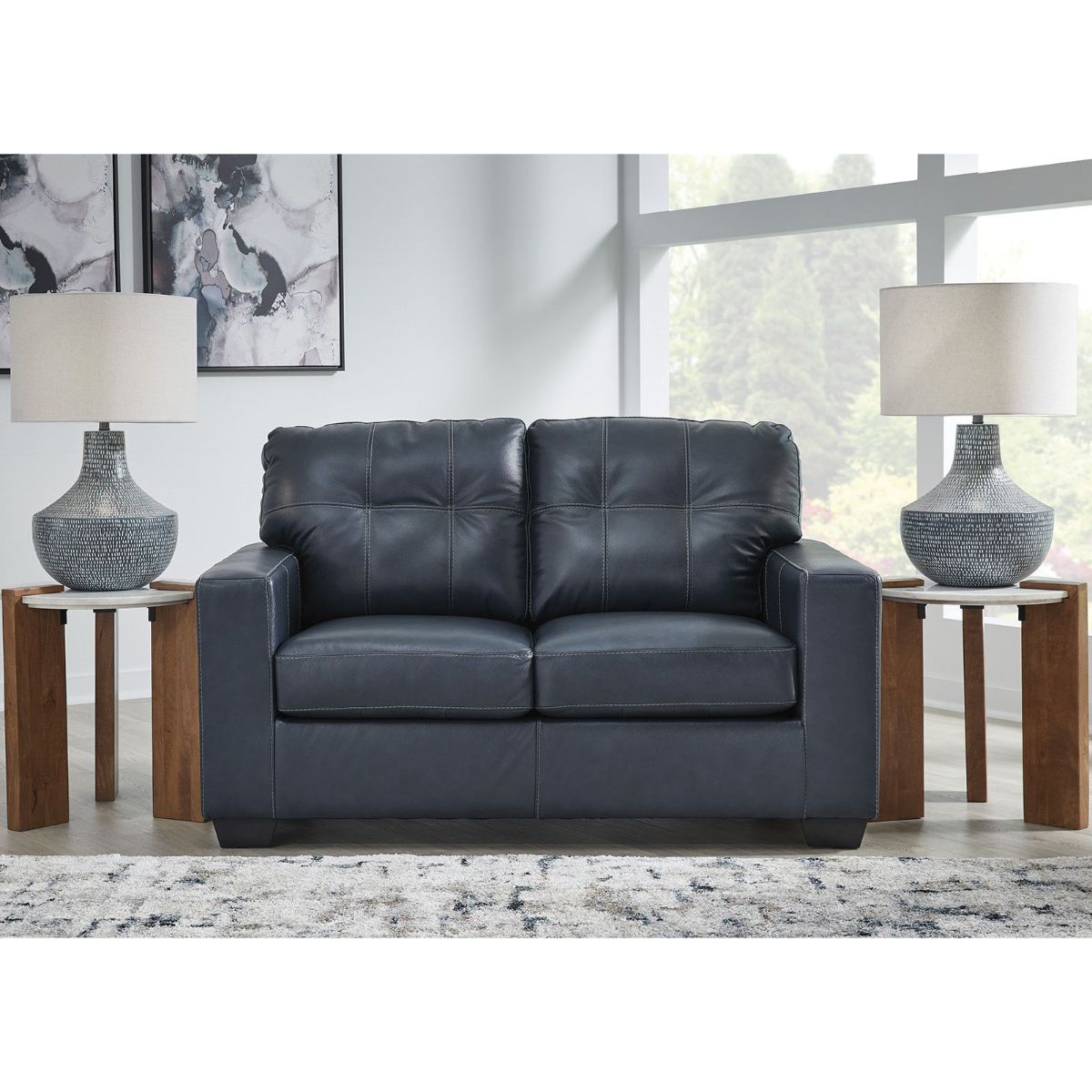 Picture of Santorine Ocean Leather Loveseat