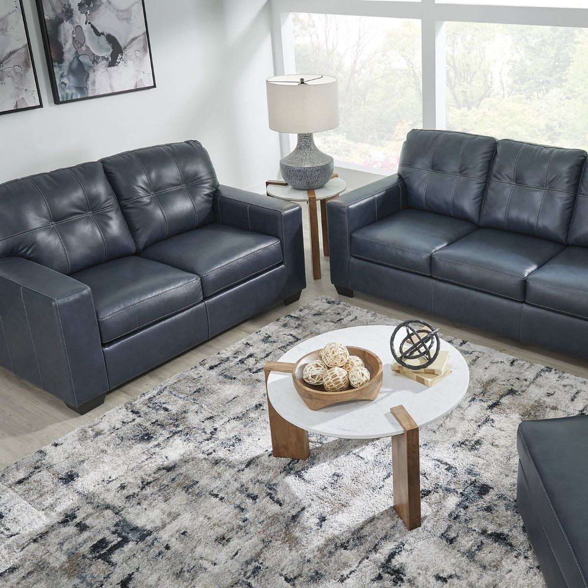 Picture of Santorine Ocean Leather Loveseat