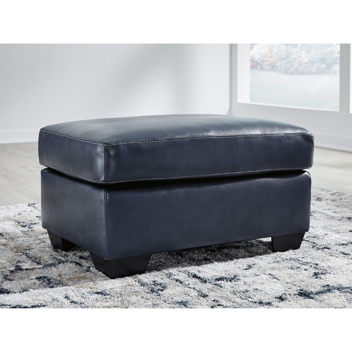 Picture of Santorine Ocean Leather Ottoman