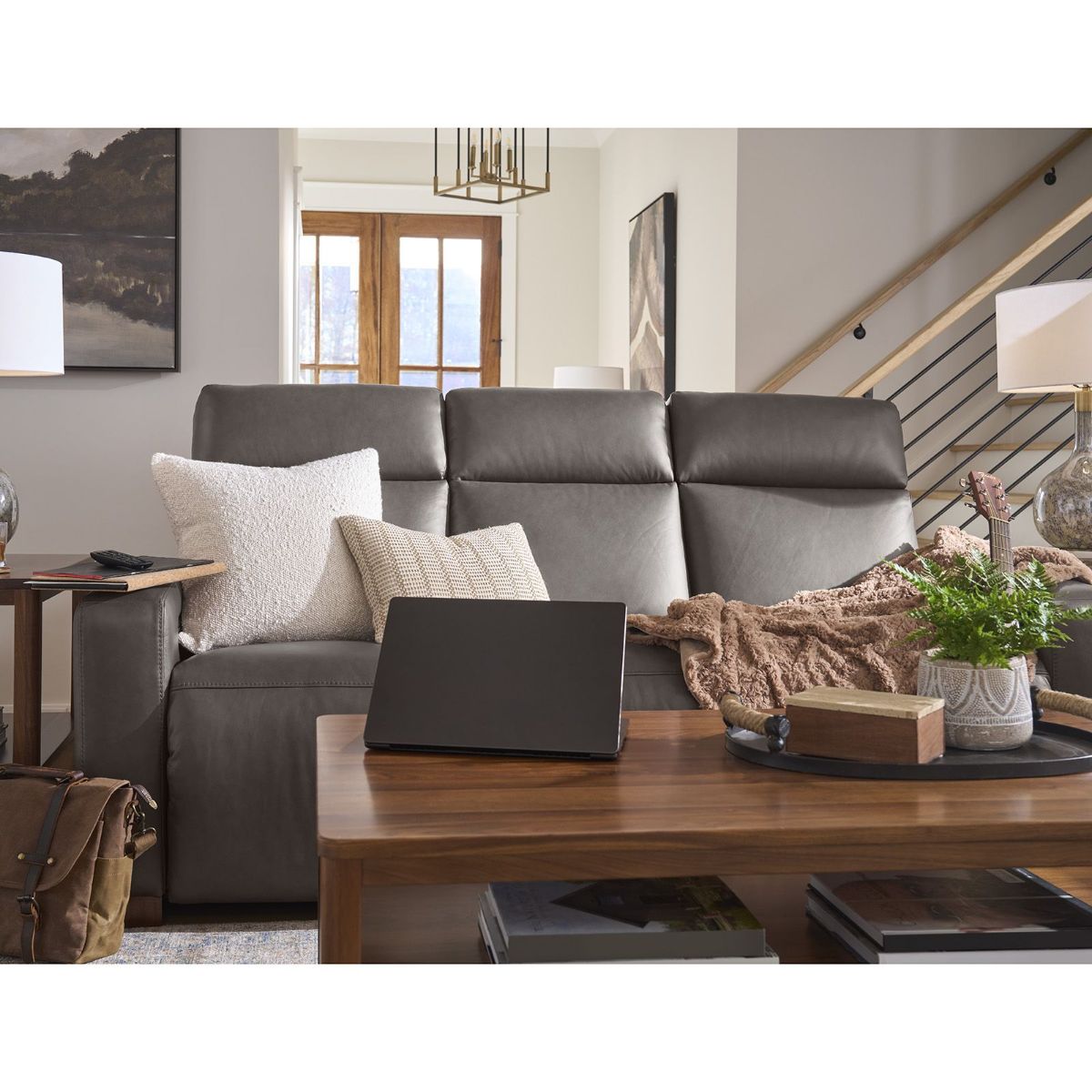 Picture of Acadia Shitake Leather Power Recliner Sofa