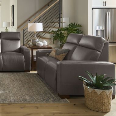 Acadia Shitake Leather Power Recliner Loveseat