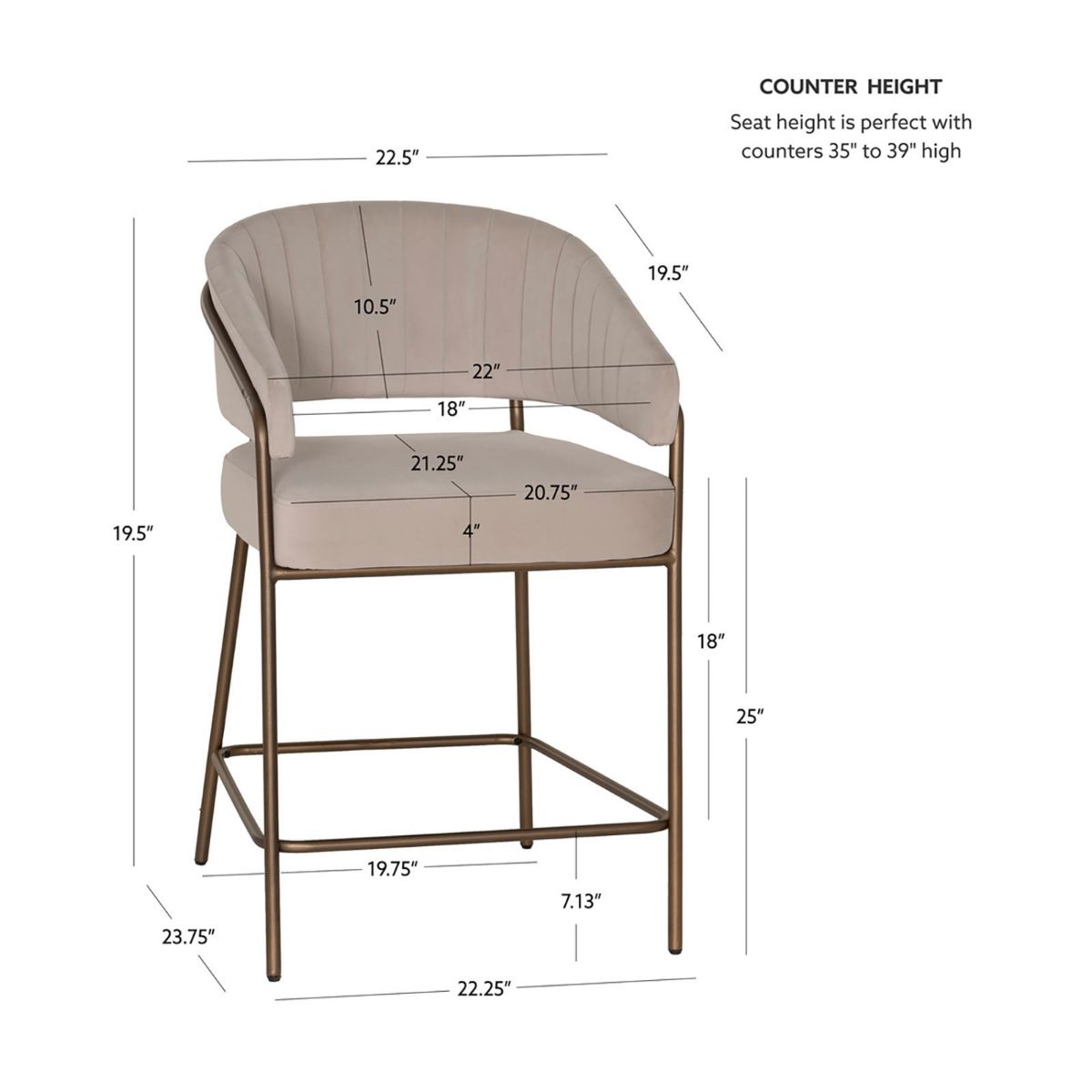 Picture of Portland Beige Counter Stool