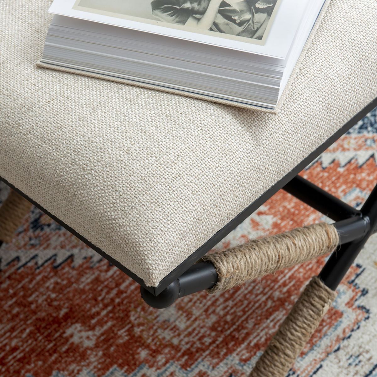 Picture of Campaign Linen Accent Stool