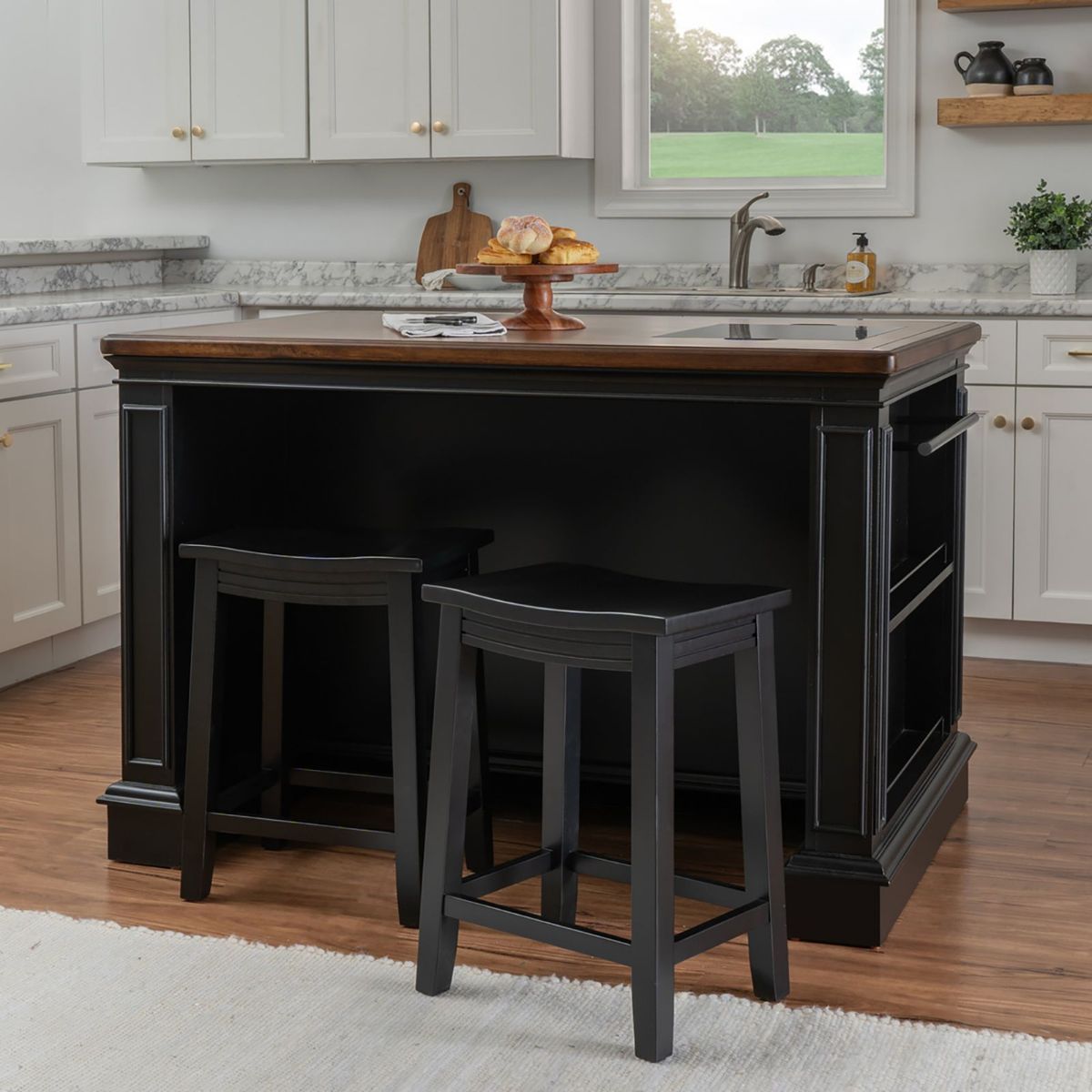 Picture of Penda Black Kitchen Island & 2 Stools