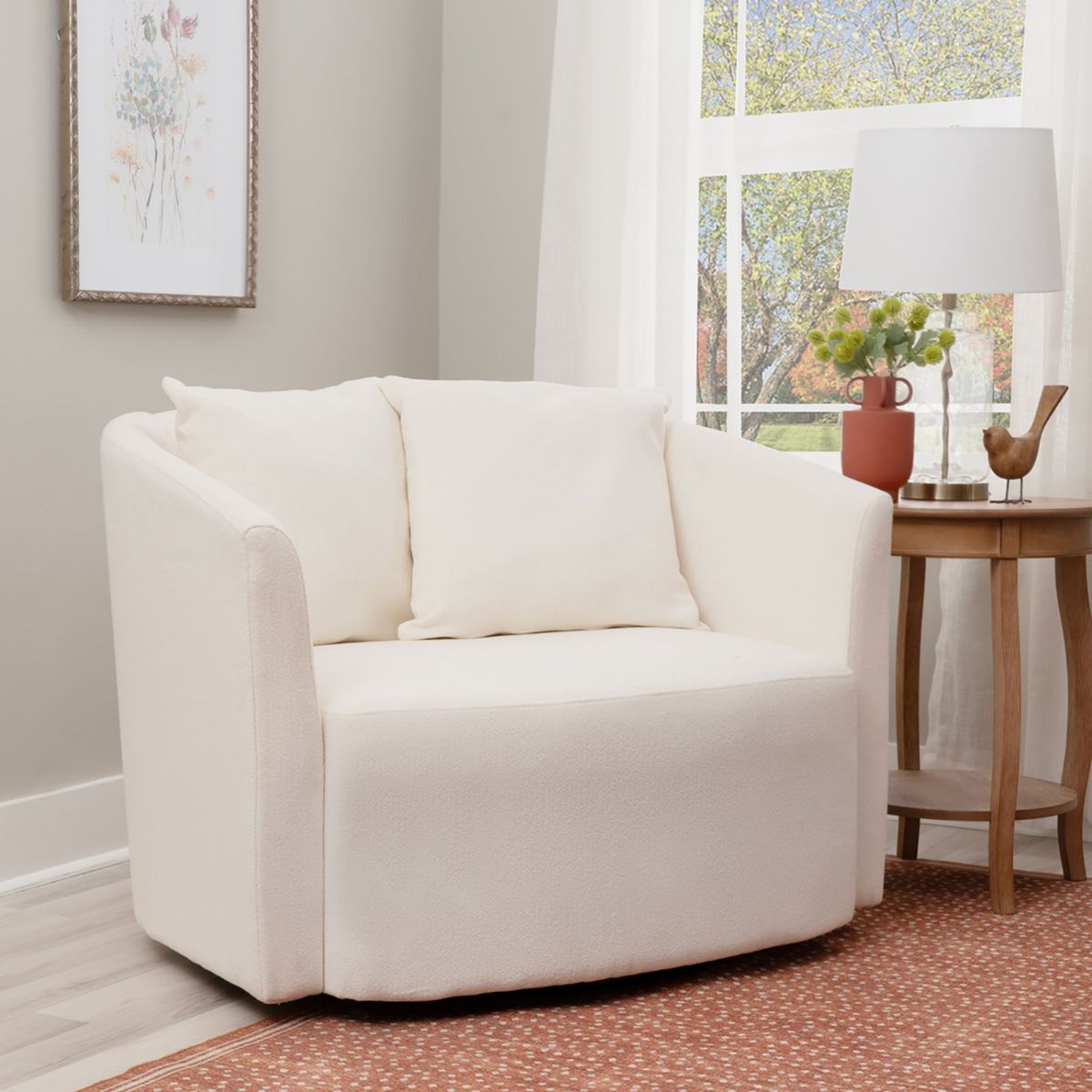 Picture of Ruby White Sherpa Swivel Chair